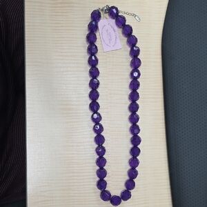 Five Beaded Necklaces Purple, Gray, Blue, Green And Red